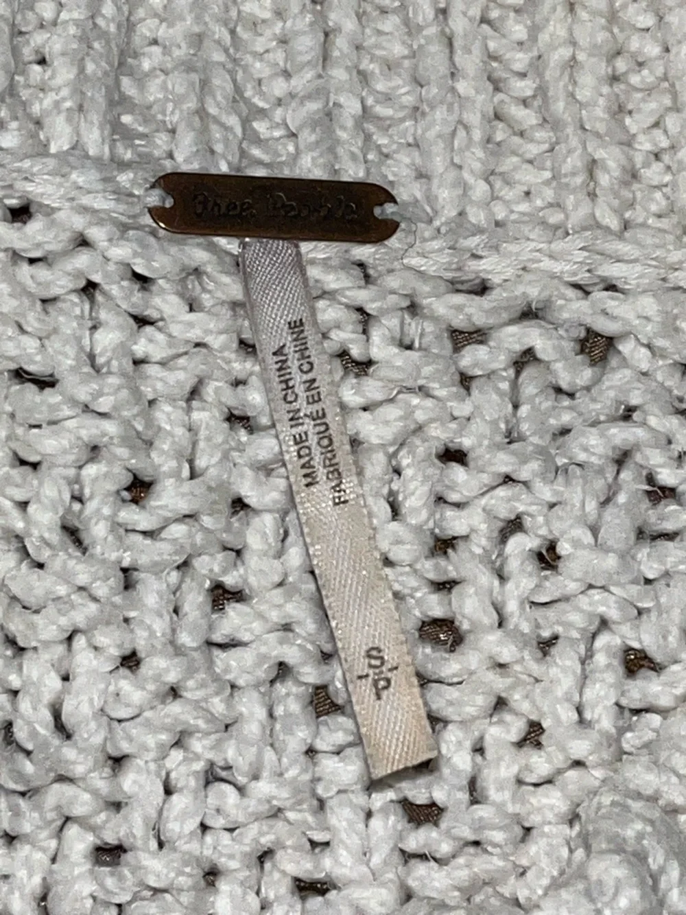 Free People Cream Cable-Knit Button Cardigan with Black Buttons